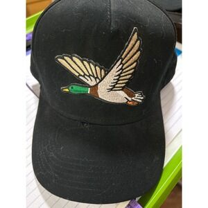 Black Baseball Cap Embroidered Flying Mallard Duck Patch‎ Dad Hat